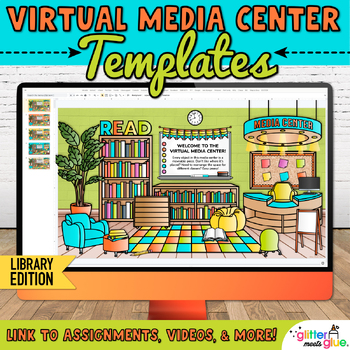 Preview of Virtual Library Classroom Background: Editable Digital Resource on Google Slides