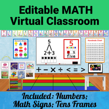 Preview of Virtual Math Classroom Templates Editable Google Slides for Distance Learning