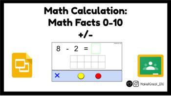 Preview of Virtual Math Facts: Add & Subtract 0-10 (Editable)