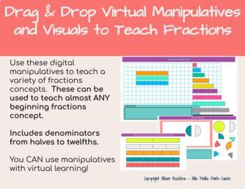 Preview of Virtual Math Manipulatives, Fraction Tiles & Circles, Number Lines, Rods w/ Grid