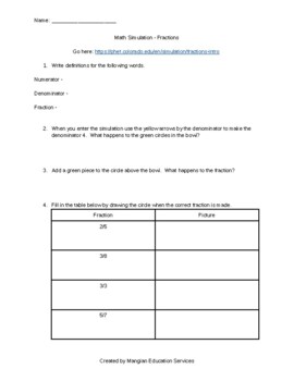 Preview of Virtual - Math Simulation: Fractions