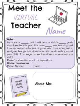 Preview of Virtual Meet The Teacher Letter