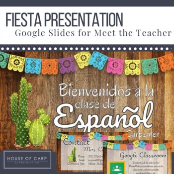 Preview of Virtual Meet The Teacher Slideshow Template - Fiesta Slideshow