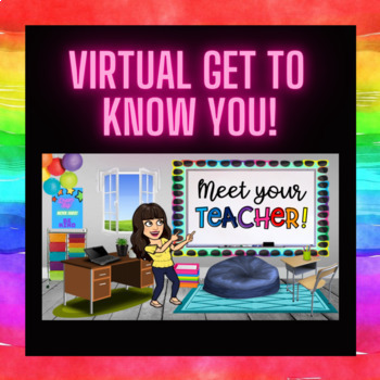 Preview of Virtual Meet Your Teacher/Students Slide Show & Questionnaire- Rainbow Theme! 