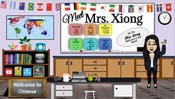 Preview of Virtual Meet the Teacher- Spanish, Chinese, French, Japanese (Editable)