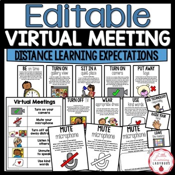 Preview of Virtual Meeting Expectations for Distance Learning | EDITABLE