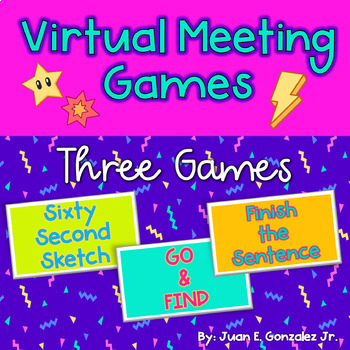 Preview of Virtual Meeting Games | Editable | Distance Learning | Sixty Second Sketch