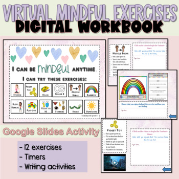Preview of Virtual Mindfulness Workbook | Mindfulness and Calming Strategies for Elementary