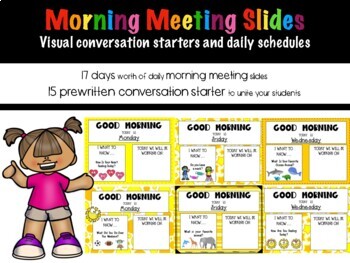 Preview of Virtual Morning Meeting Slides, Zoom Meeting, Conversation Starters