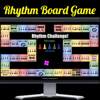 Preview of Virtual Music Board Game for Google Slides- Rhythm Challenge!