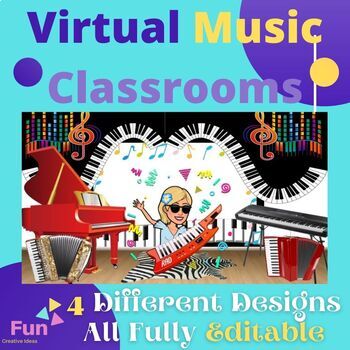 Preview of Virtual Music Classroom - Bitmoji music classroom - Music Google classroom 