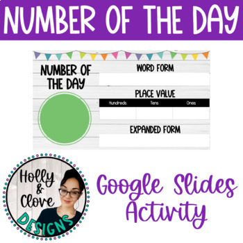 Preview of Virtual Number of the Day - Google Slides Activity - Bell Ringer - Math Center