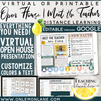 Preview of Virtual Open House - Digital Meet the Teacher - Distance Learning Back to School