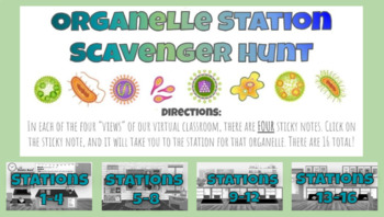Preview of Virtual Organelle Station Scavenger Hunt, Teacher PPT & Student Virtual Flipbook