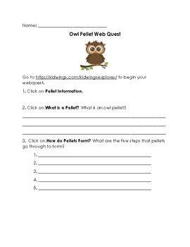 Preview of Virtual Owl Pellet Dissection Webquest