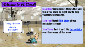 Preview of Virtual PE Lesson - Muscle Strength (1 weeklong Asynchronous PE activity)