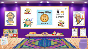 Preview of Virtual Pi Day Theme Classroom Template