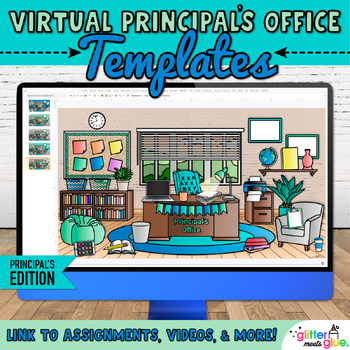 Preview of Virtual Principals Office Background: Editable Digital Classroom Google Slides