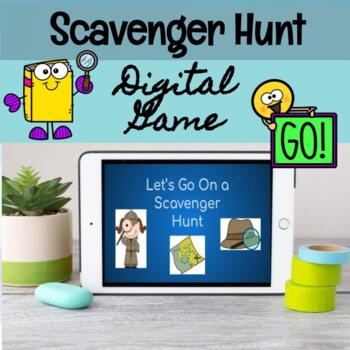Preview of Scavenger Hunt Digital Game Small Group Activity Shapes, Colors, Function