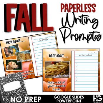 Preview of Fall and Thanksgiving Paperless Writing Prompts with Photographs