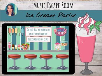 Preview of Virtual Self-checking Music Escape Room: Ice Cream Parlor + Google Form