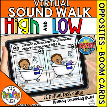 Preview of Virtual Sound Walk - Higher/Lower Sounds Boom Cards