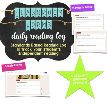 Preview of Middle School Standards Based Daily Reading Logs- Digital + PDF