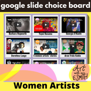 Virtual Student: Women's History Month activity choice board, Women Artists