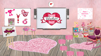 Preview of Virtual Valentine's Day Classroom Template
