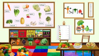Preview of Virtual Vegetables Theme Classroom Template