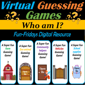Preview of Virtual 'Who am I?' Guessing Games | Fun Fridays | Digital – 55 Google Slide/PPT