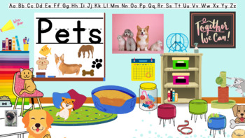 Preview of Virtual Zoom Classroom Background | Pets Lesson | Animals | High quality