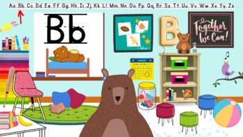 Preview of Virtual Zoom Classroom Background | Phonics lesson | Letter Bb | High quality