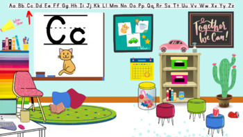 Preview of Virtual Zoom Classroom Background | Phonics lesson | Letter C | High quality