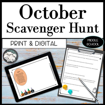 Preview of Virtual and In person October Scavenger Halloween Activities