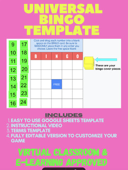 Preview of Virtual + eLearning BINGO: Universal Template
