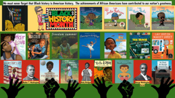 Preview of Virtual library w/ diverse selection of elem. books about Black History(bitmoji)