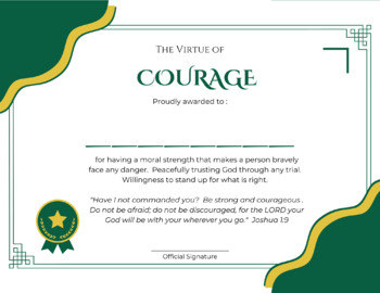 Preview of Virtue Award: Courage