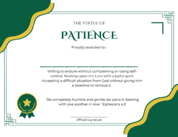 Preview of Virtue Award: Patience