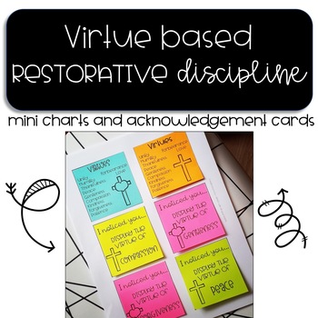 Preview of Virtue Based Restorative Discipline - VBRD Acknowledgement cards, chart