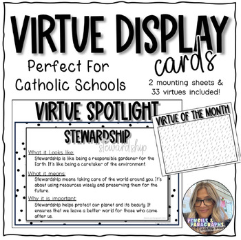 Preview of Virtue Display Cards | for Catholic Schools | Religion Posters