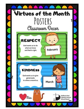 Preview of Virtue of the Month - FULL YEAR - Posters - Dufferin Peel Catholic Religion