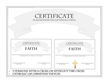 Preview of Editable Virtues Certificates (Monthly/End of Year)