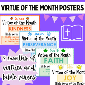 Preview of Virtues and Bible Verse of the Month Posters