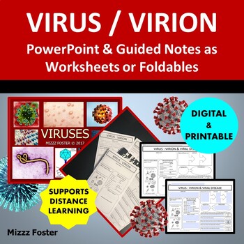 Preview of Virus: PowerPoint & Guided Notes as Worksheets/Foldables (Digital & Print)