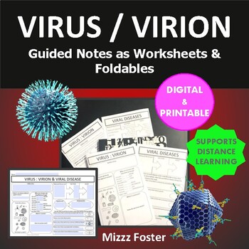 Preview of Virus Guided Notes as Worksheets or Foldable (Digital & Print)