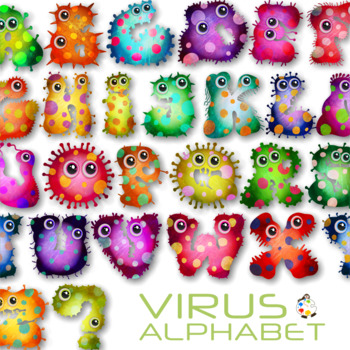 Preview of Virus Microscopic Germ Alphabet Text Clipart