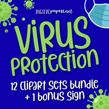 Preview of Virus Protection 12 Clipart BUNDLE + 1 Bonus Sign