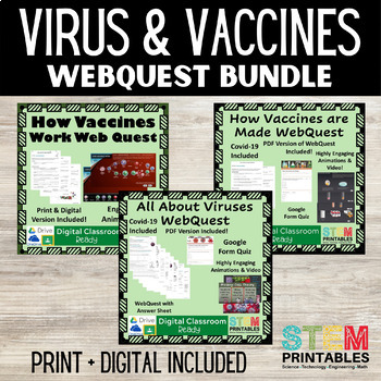 Preview of Virus & Vaccines Web Quest Bundle | Distance Learning