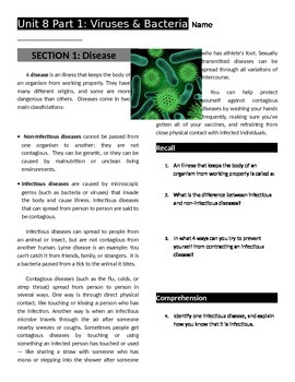 Preview of Viruses & Bacteria Workbook